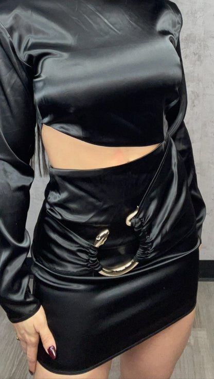 Satin Black Snake Dress