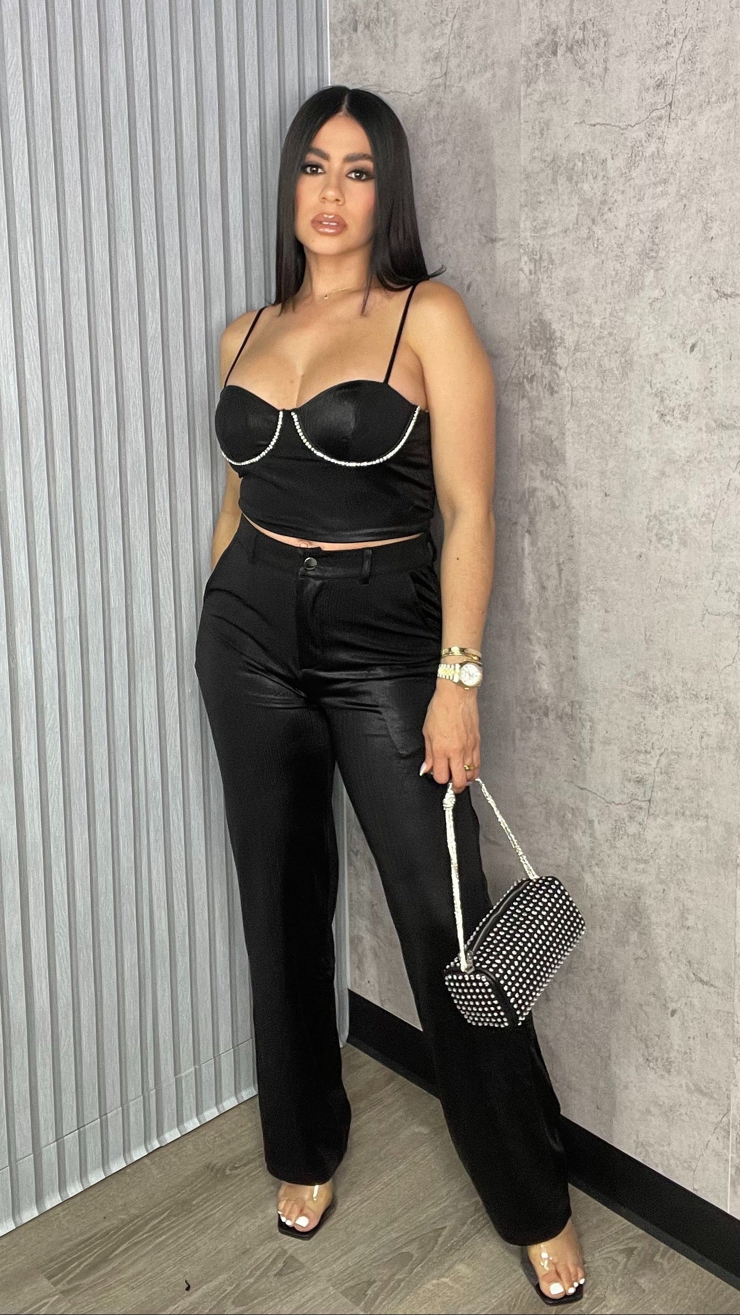 Amalia Black Pants Set