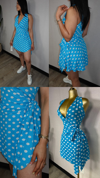 SUMMER BLUE POLKA DOT DRESS