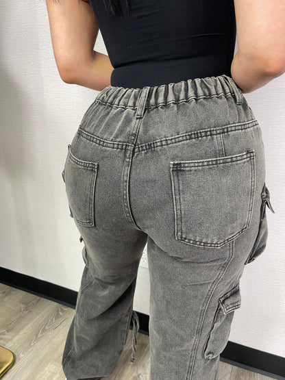 KELLY BLACK CARGO DENIM PANTS