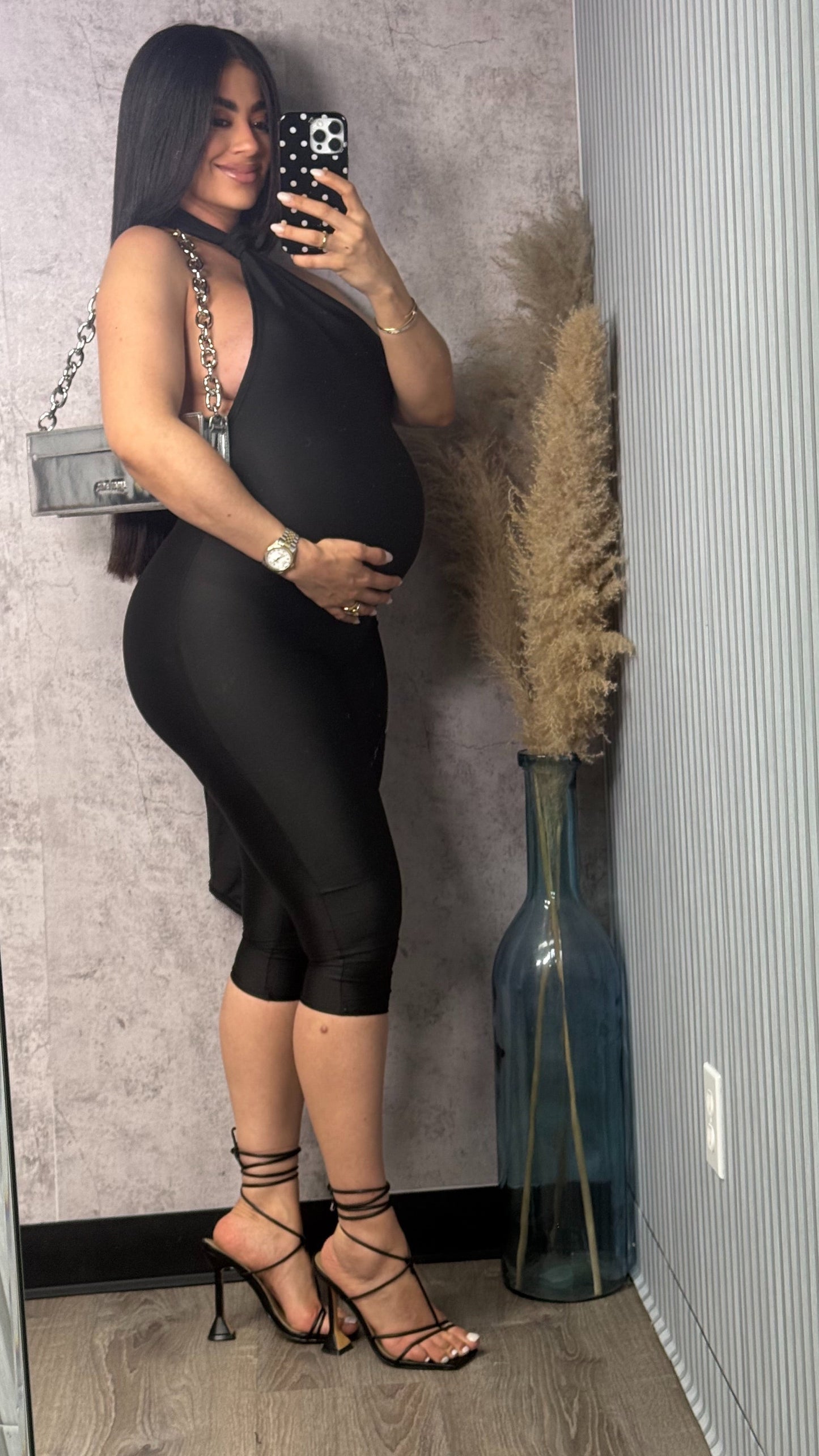 JESENIA BLACK CAPRI ROMPER