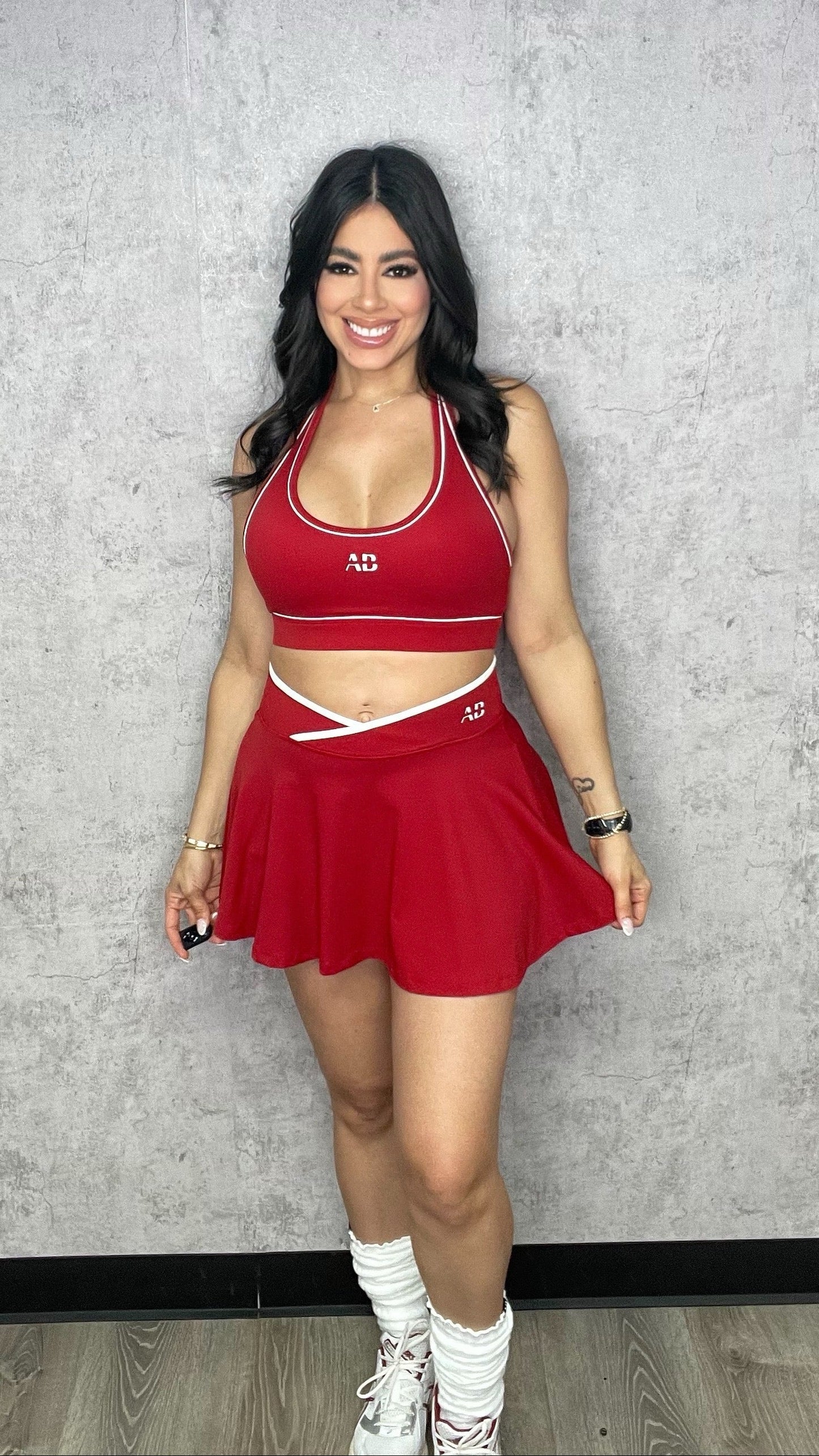 Valentina Red Falda-Pantalon Set