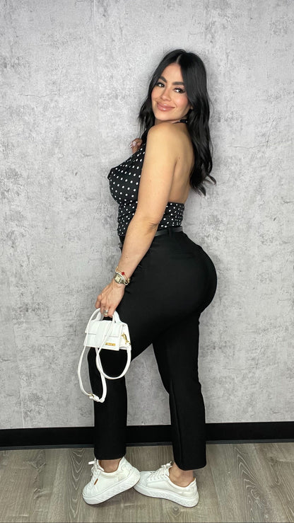 BUSINESS CASUAL BLACK PANTS WITH BELT