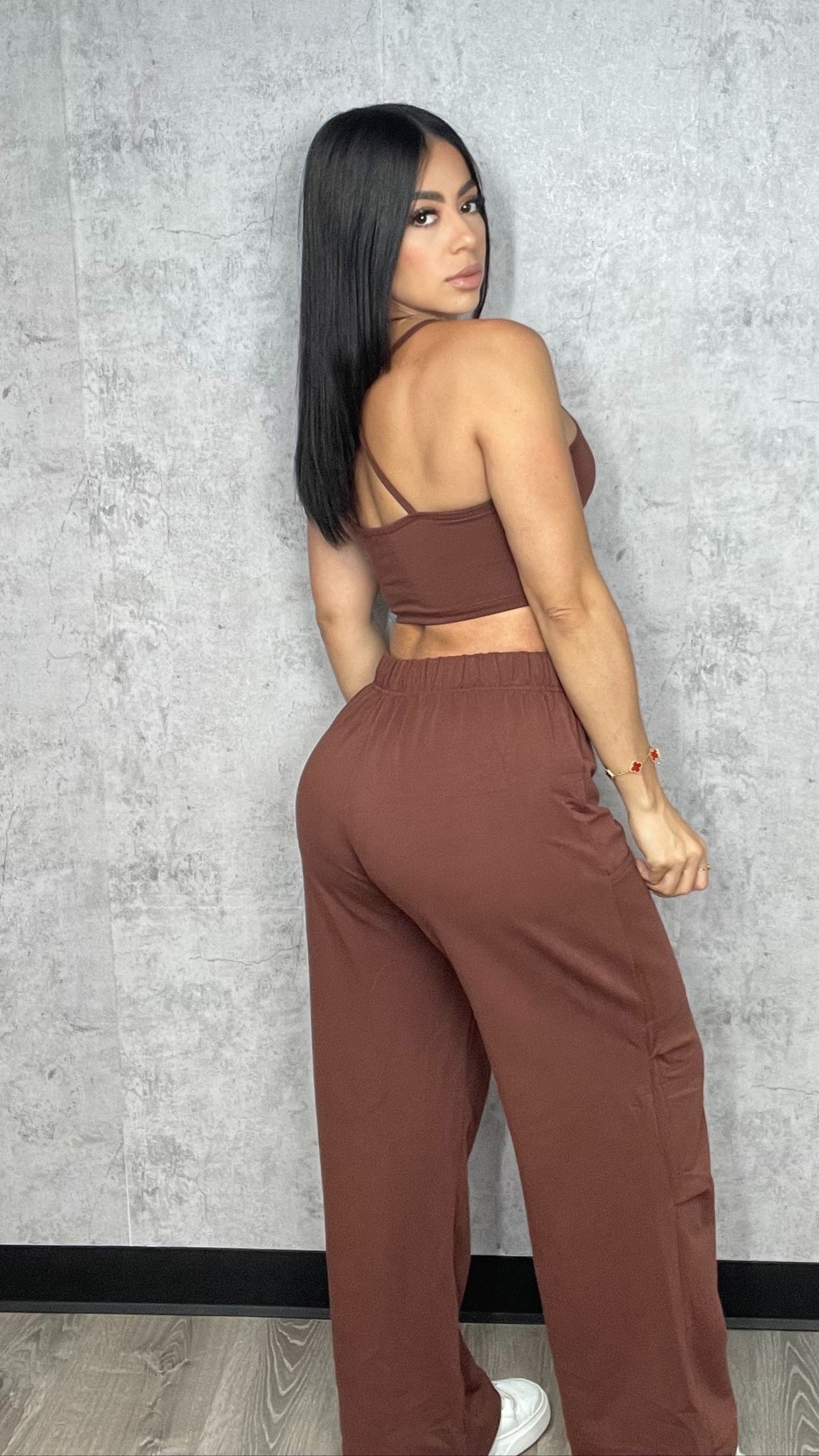 Cargo Sweatpants Set Brown