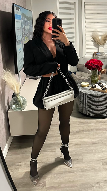Kanny Blazer & Ballon Skirt Set Black