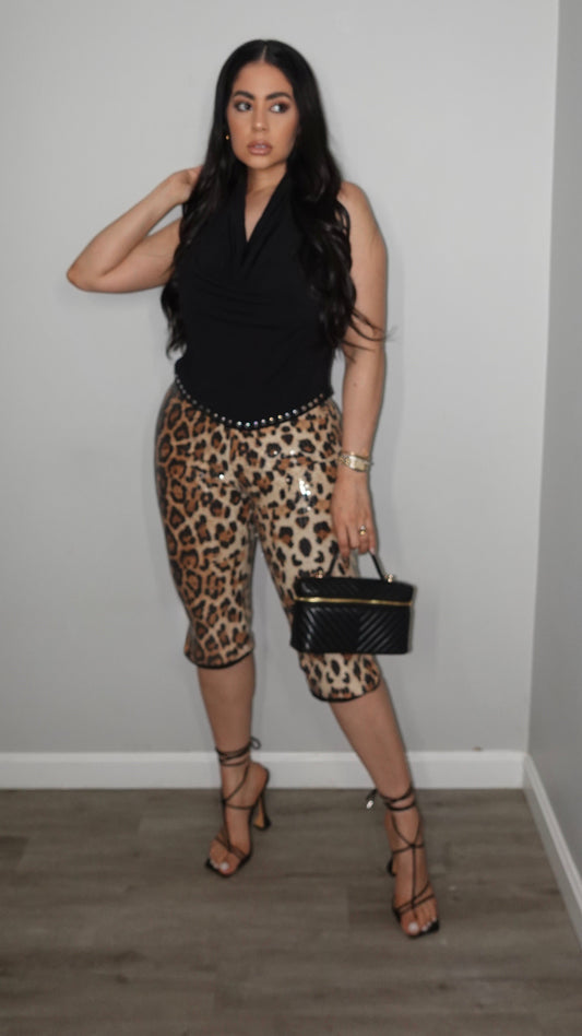 CAPRI ANIMAL PRINT SEQUINS PANTS