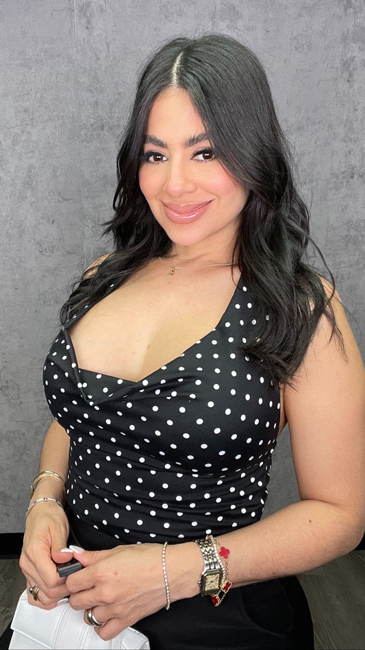 HALTER POLKA DOTS BLACK TOP