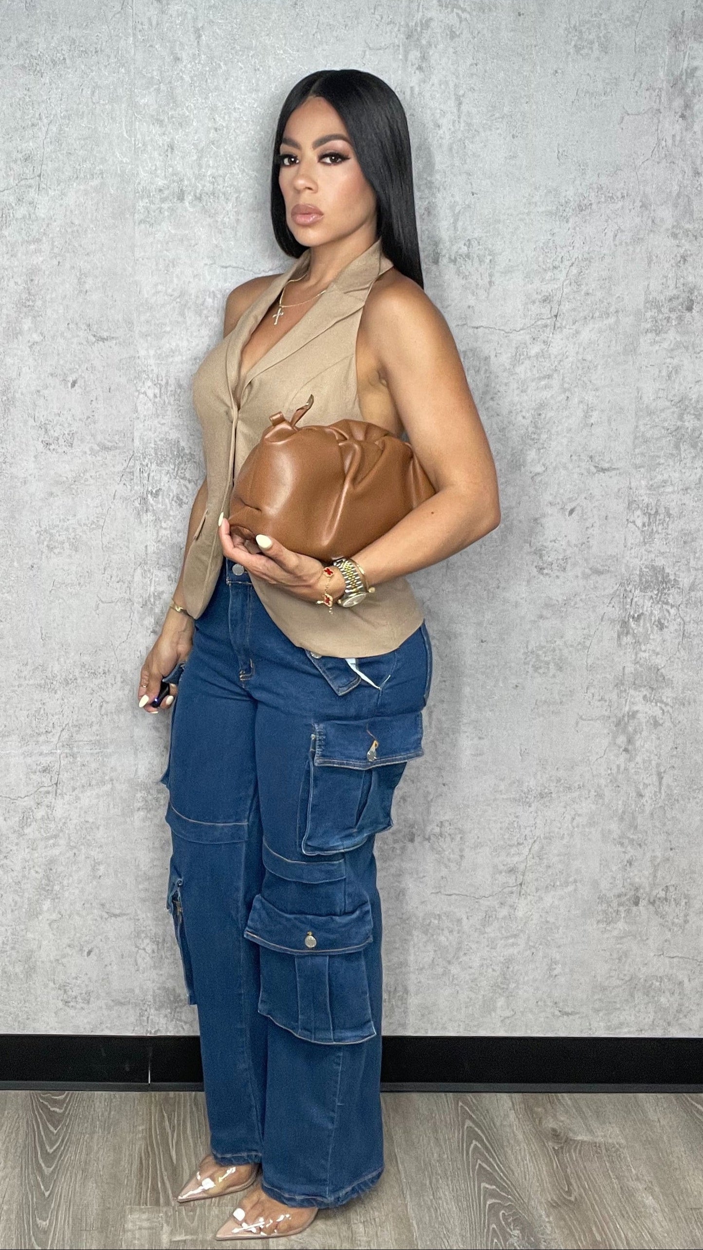 Cargo Denim Pants Stretch