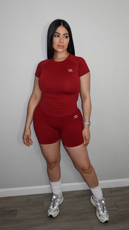 AB SNATCHED WINE SHORT SET