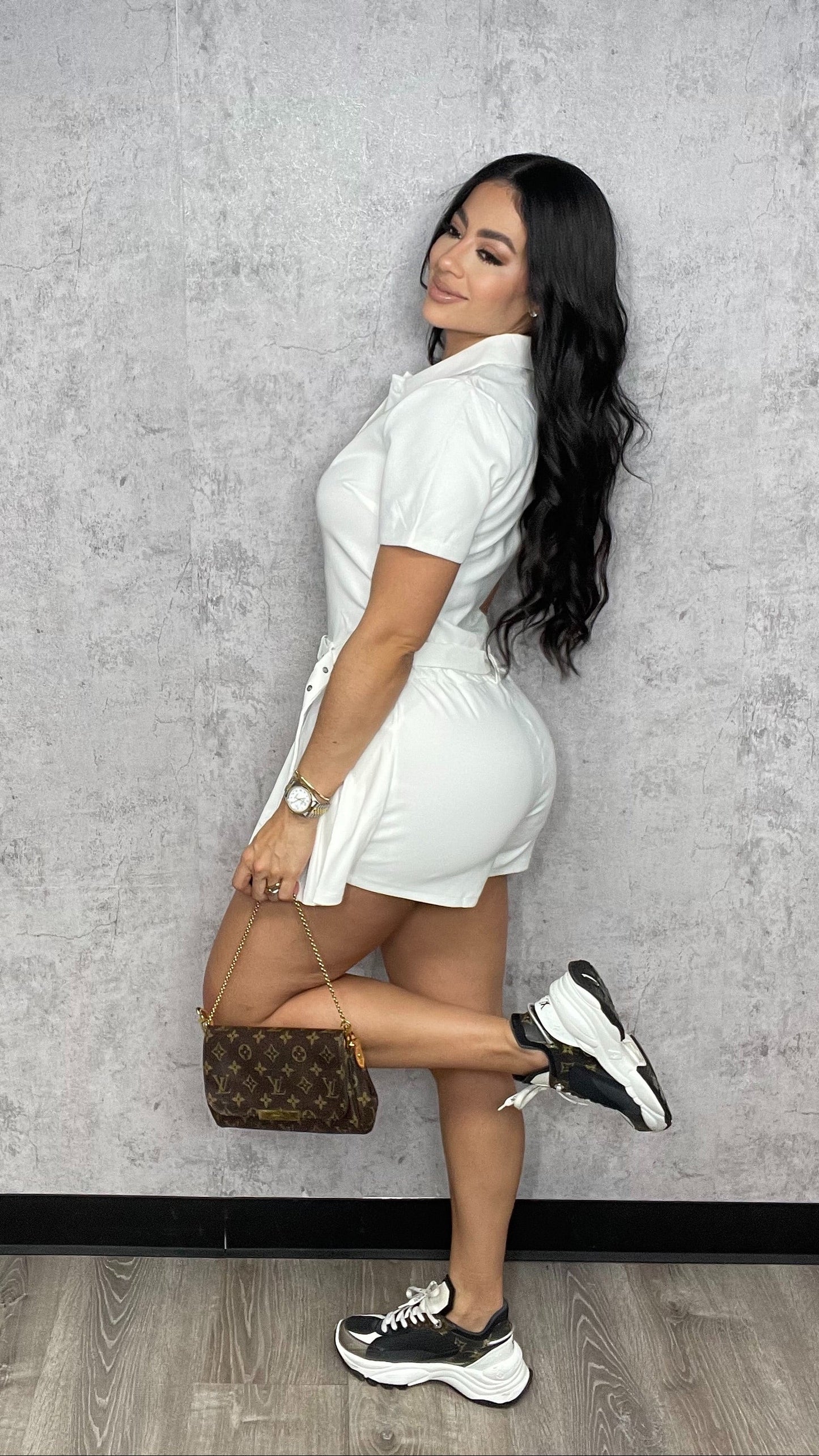 Pleated White Romper