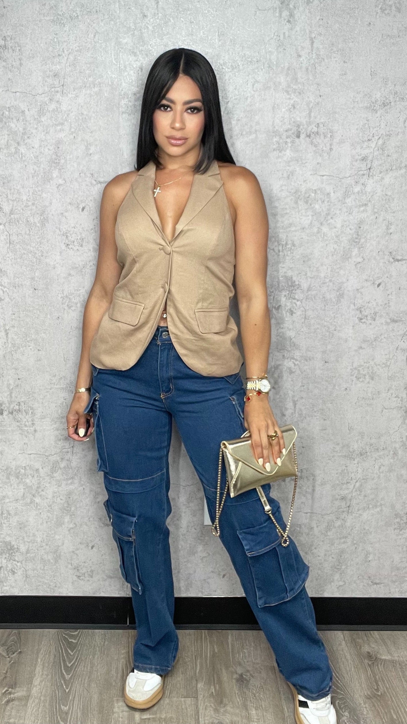 Cargo Denim Pants Stretch
