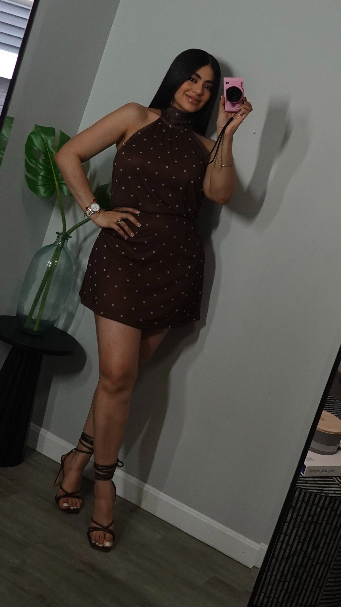 POLKA DOTS BROWN DRESS
