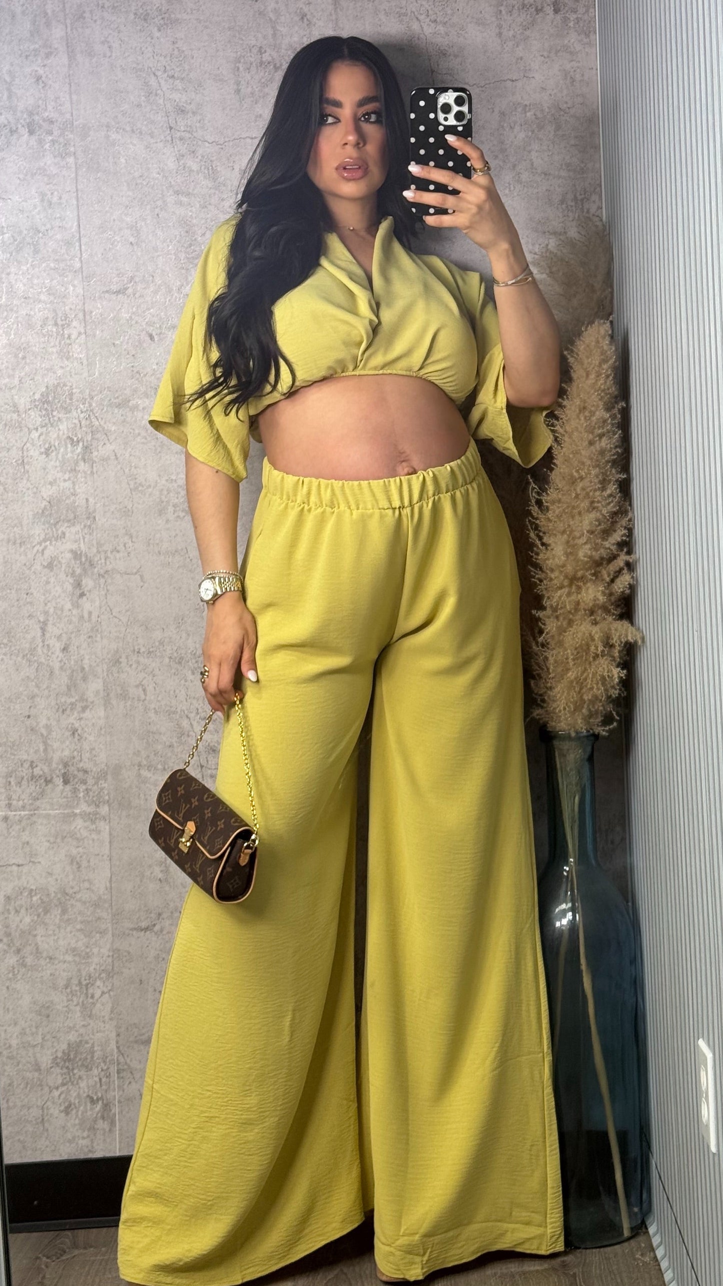 GLENDY LIME PANTS SET