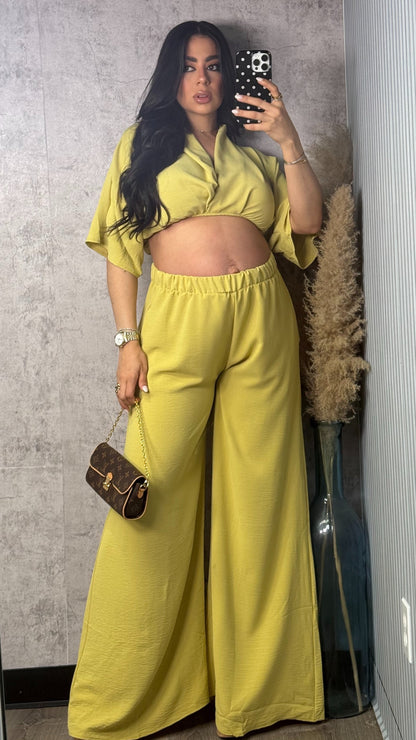 GLENDY LIME PANTS SET
