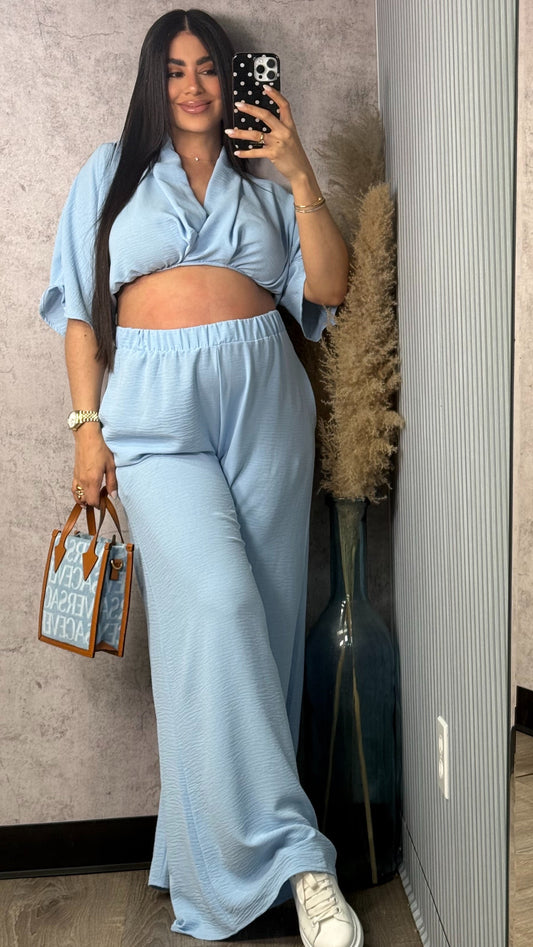 GLENDY BLUE PANTS SET