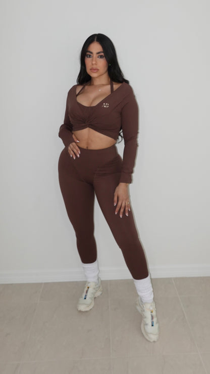 AB 3PCS SANDRA PANTS SET BROWN
