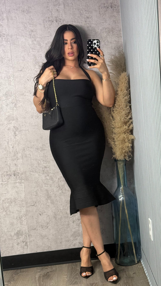 AMANDA BLACK MIDI DRESS