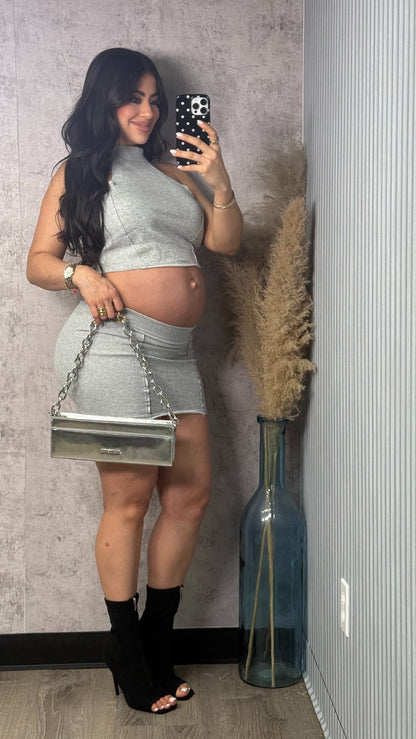 FRANCES GREY SKIRT SET