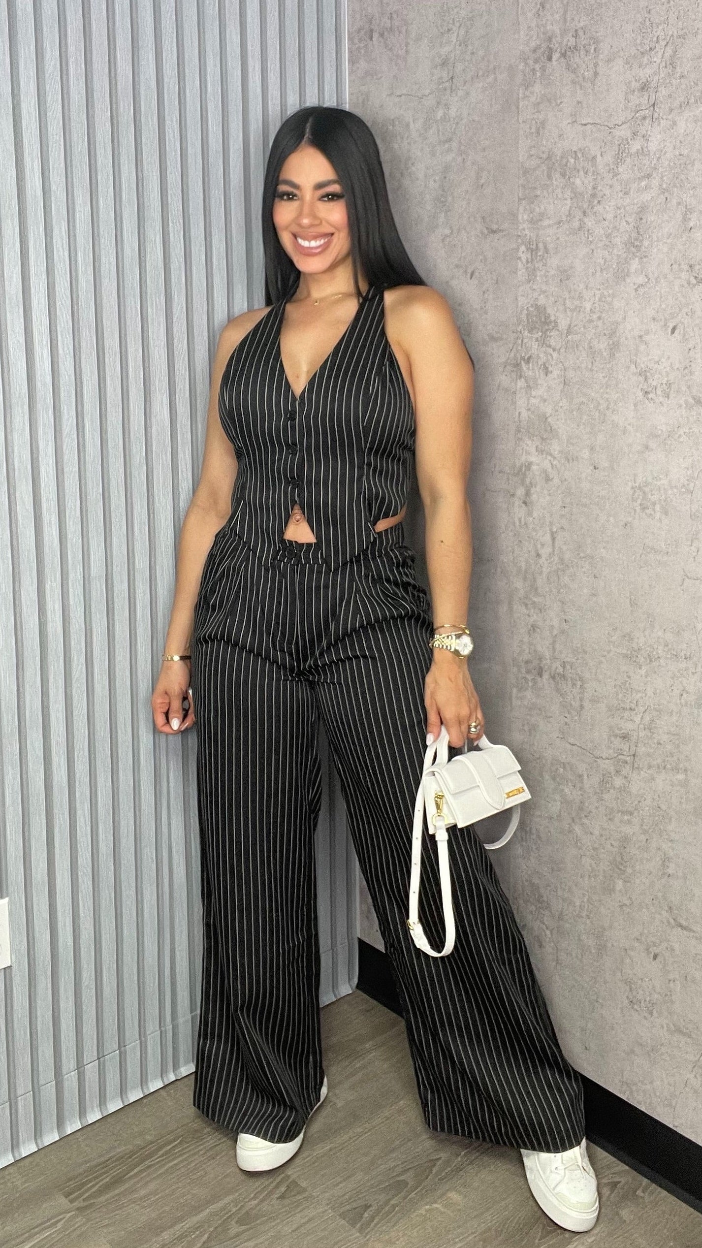 Letty Vest Black Pants Set