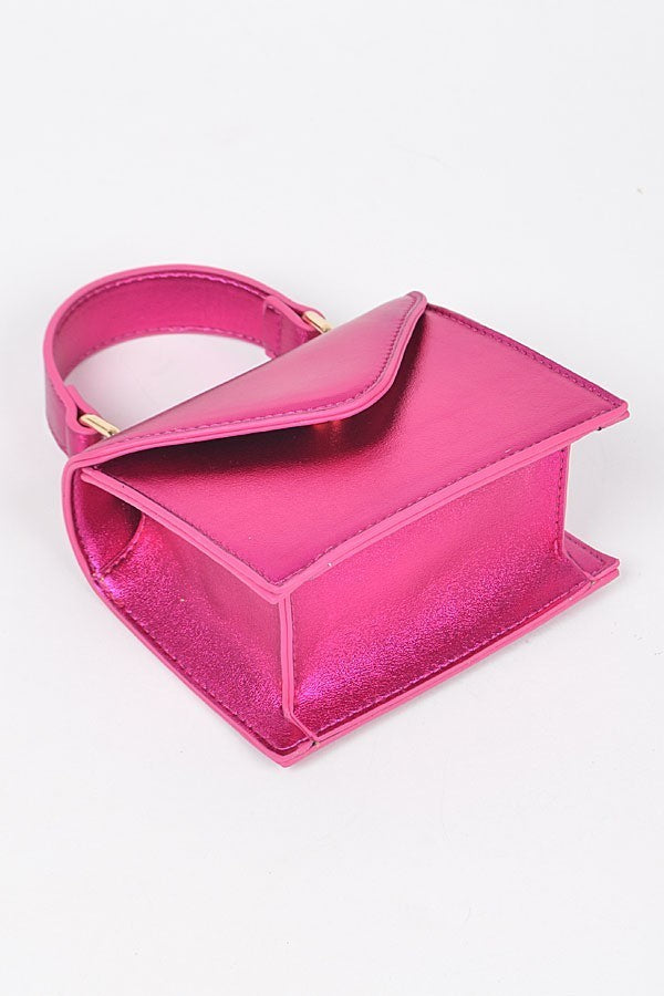Metallic Mini Handle Crossbody Bag Pink