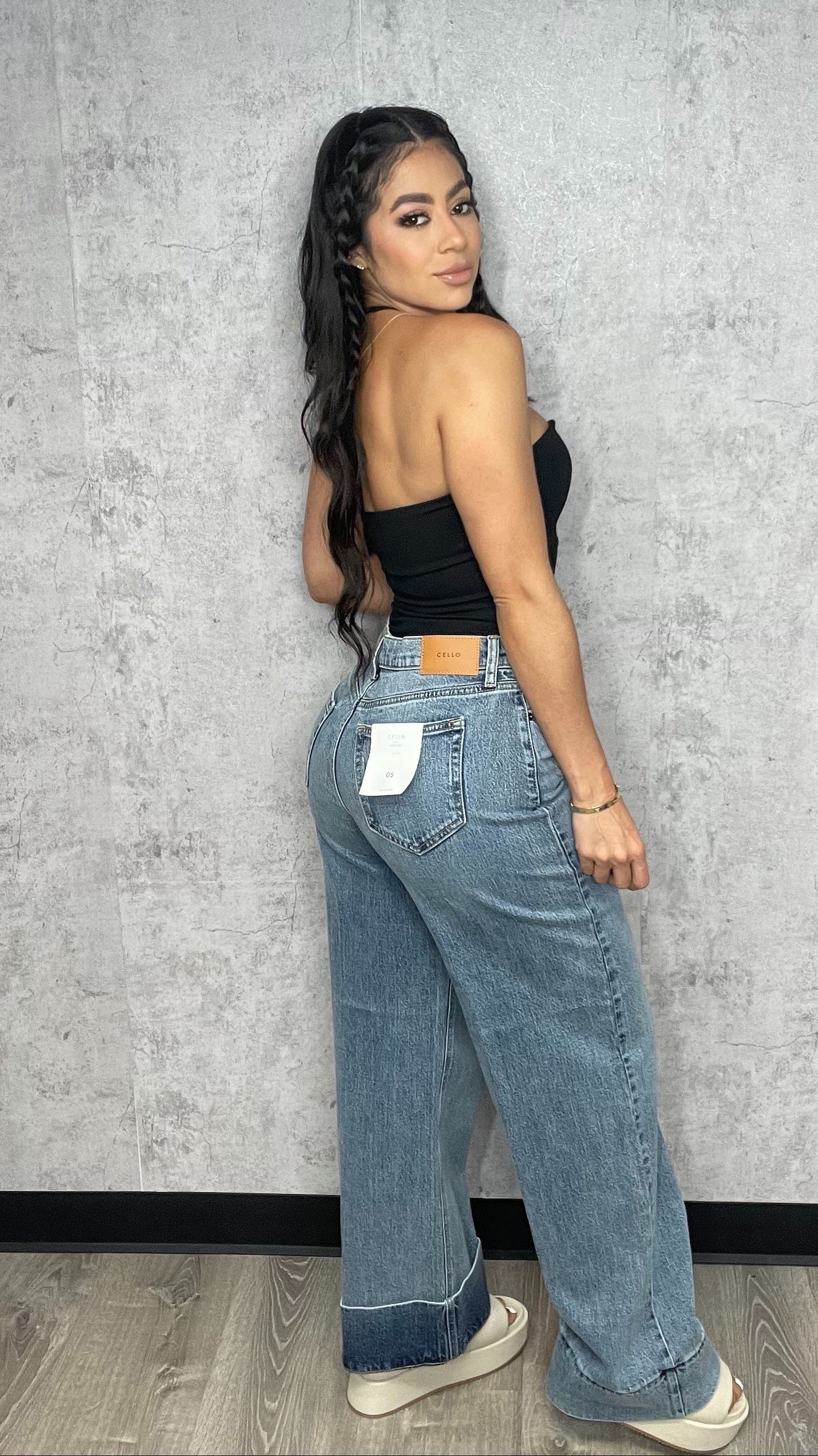Folded  Cello Jeans Pants