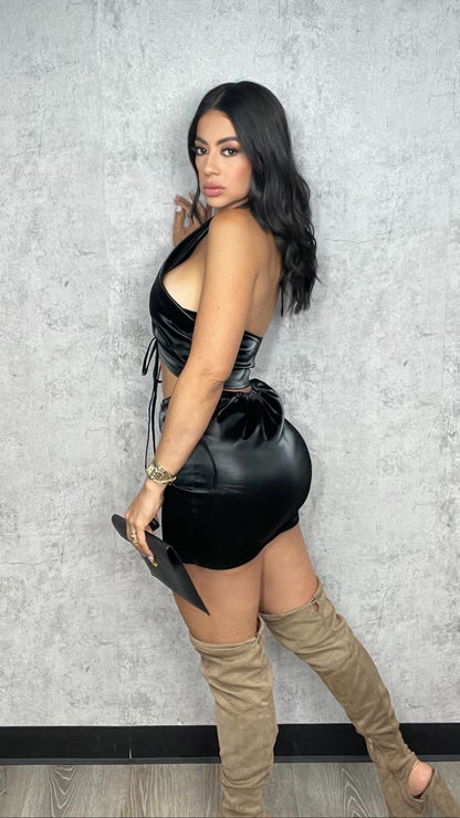 Maraya Black Leather Set