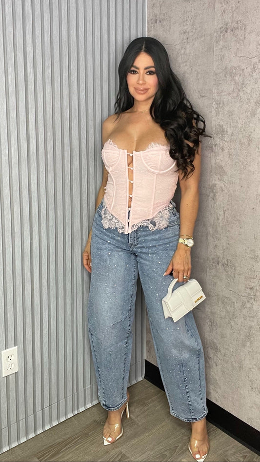 Love Lace Soft Pink Corset