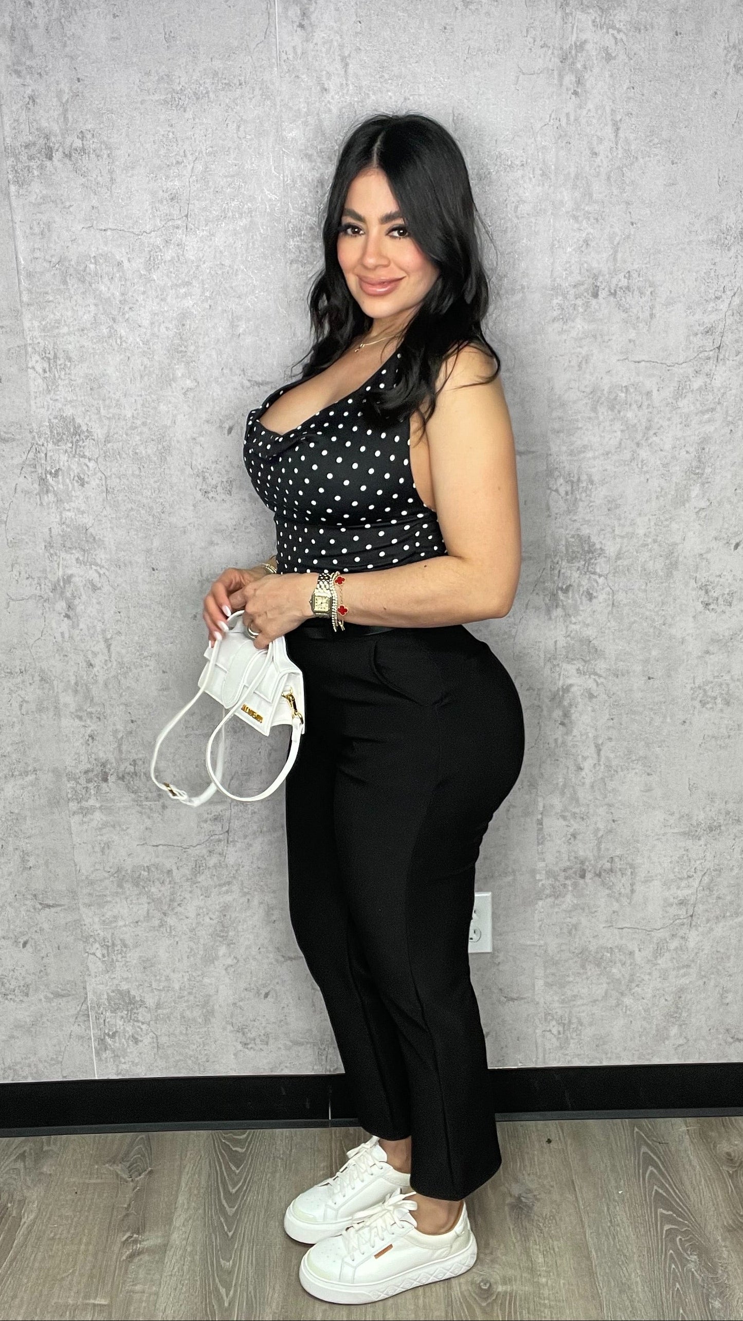HALTER POLKA DOTS BLACK TOP