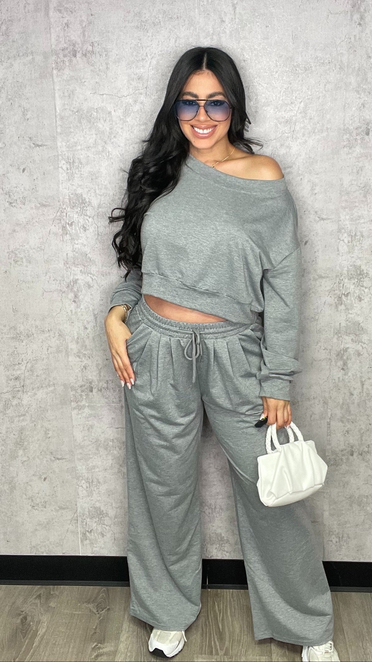 FRENCH TERRY OFF SHOULDER BLACK SET