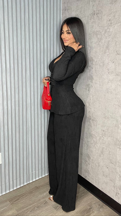 Carla Black Pants Set