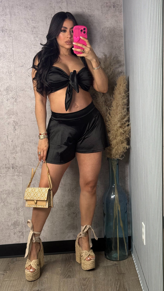 Sarah Satin Black Set