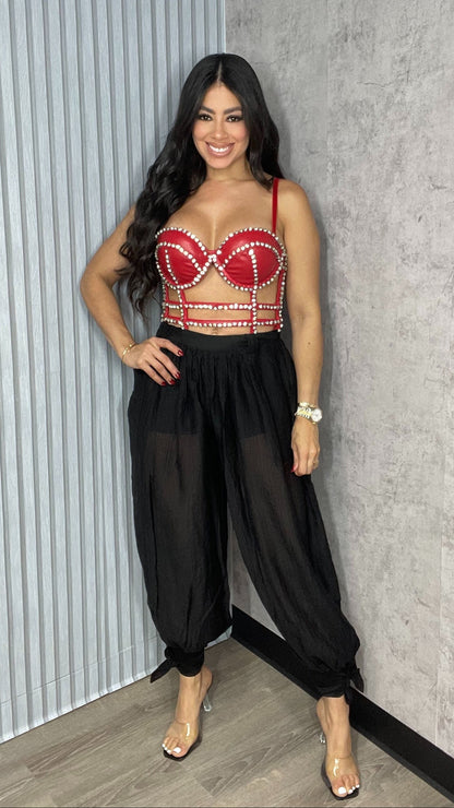 MESH BARREL BLACK PANTS