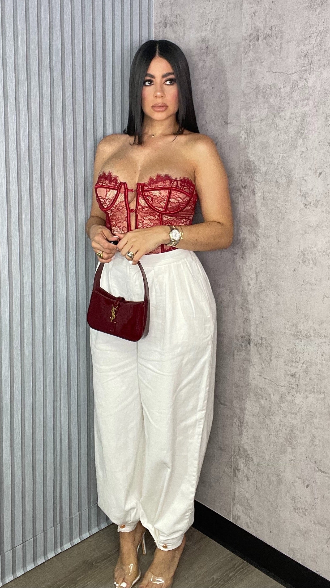 Love Lace Corset Burgundy - Red
