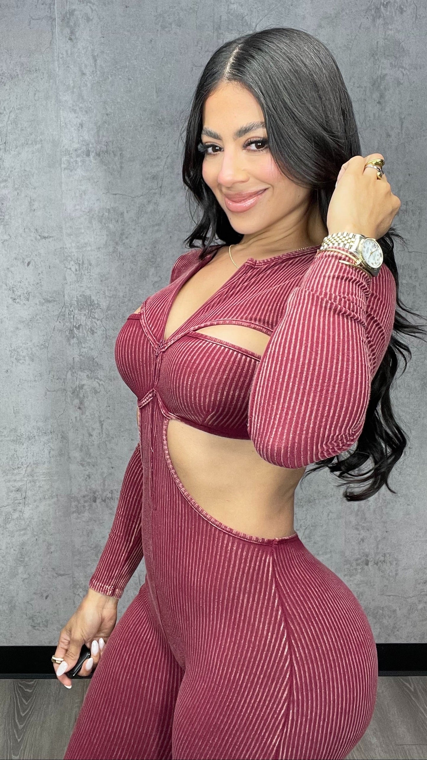 Kassandra Mineral Jumpsuit Burgundy