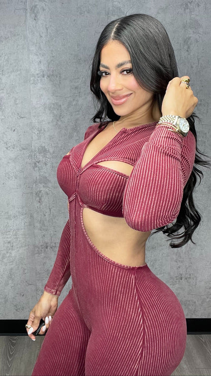 Kassandra Mineral Jumpsuit Burgundy