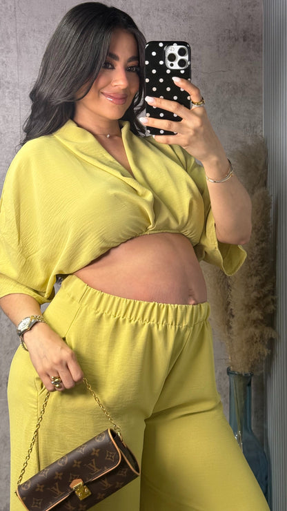GLENDY LIME PANTS SET