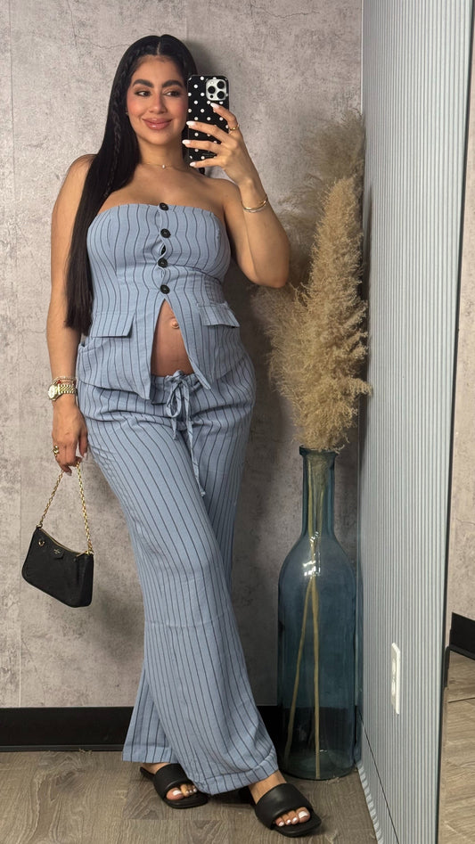 TATY STRIPES PANTS SET BLUE