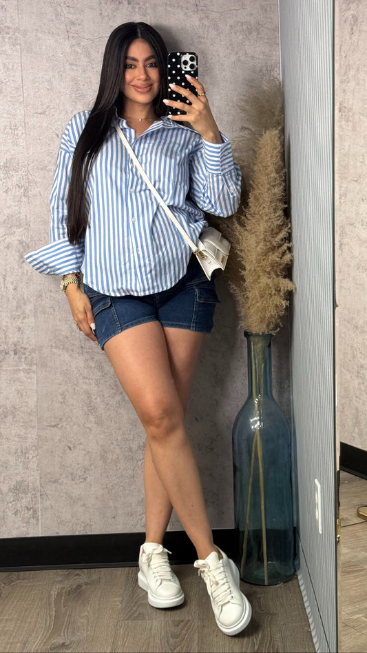 MANEY BLUSA AZUL Y BLANCA