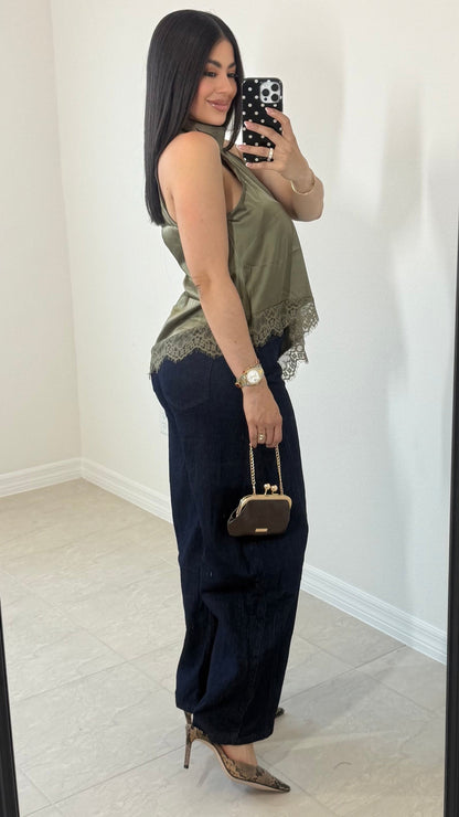 ALONDRA LACE TOP OLIVE