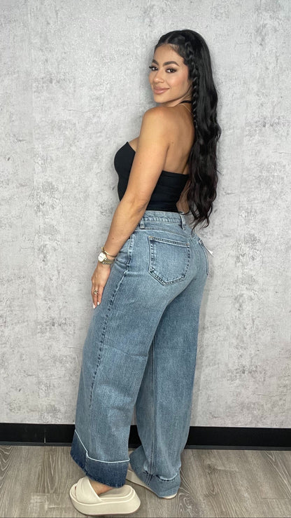 Folded  Cello Jeans Pants