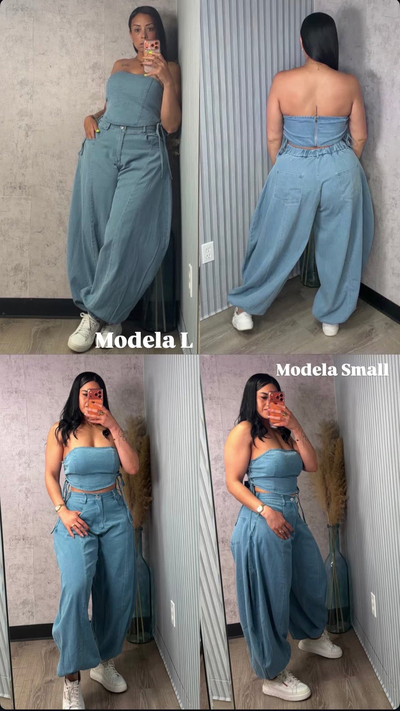 DENIM BARREL PANTS SET