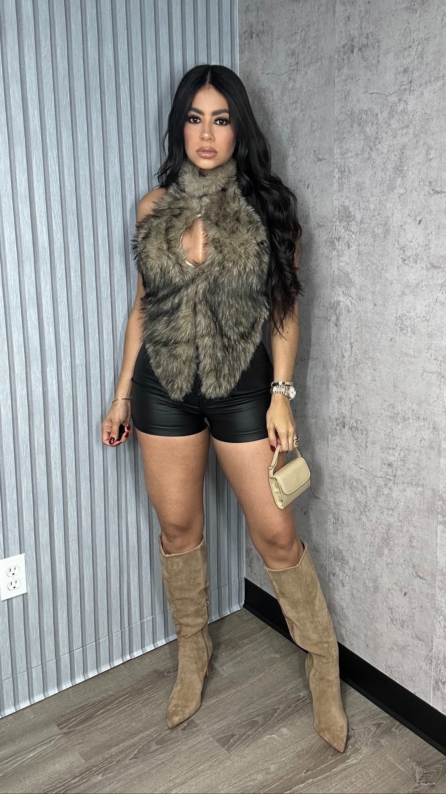 Leather Stretchy Shorts Black