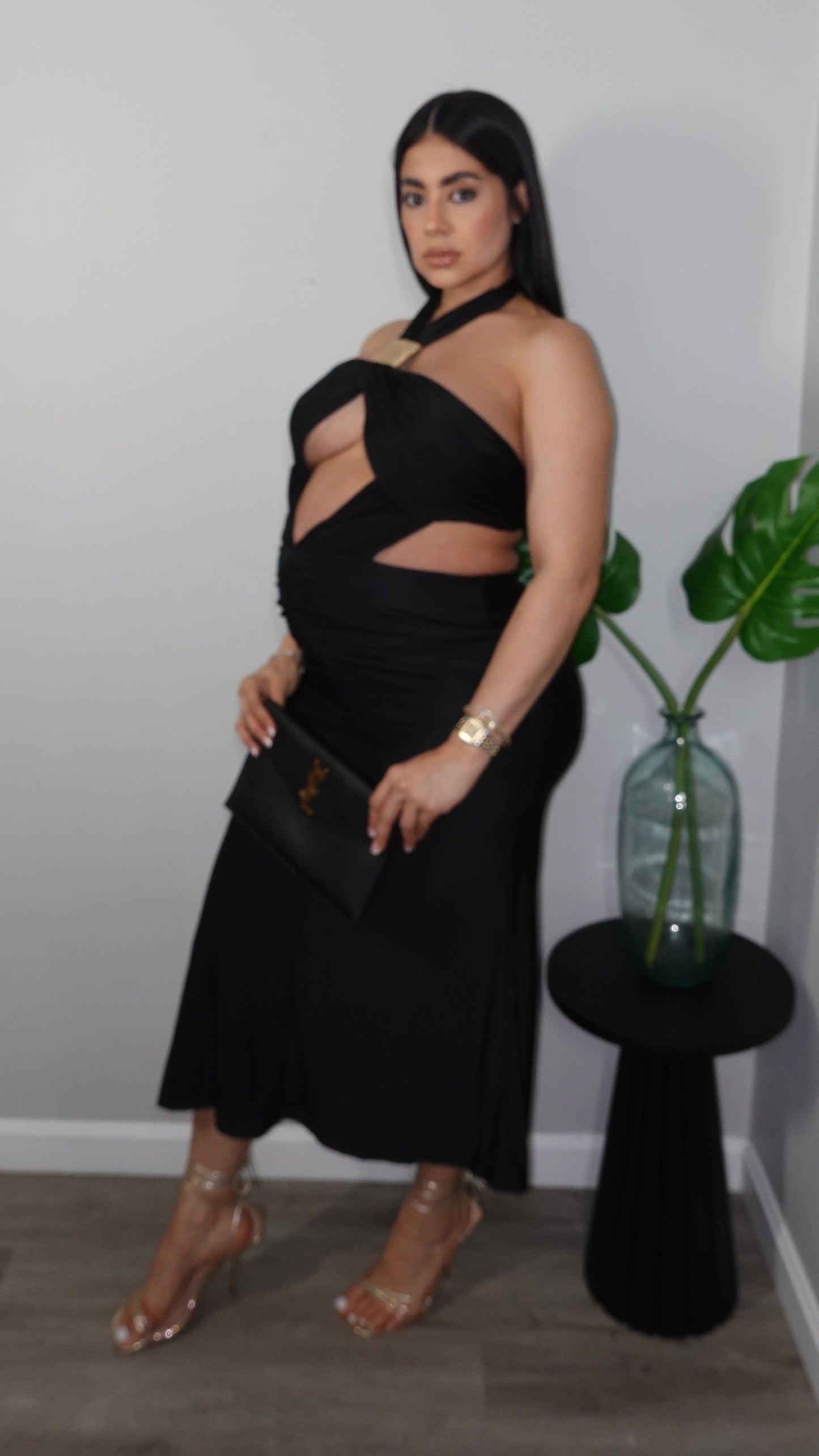 KAMYLA MIDI BLACK DRESS