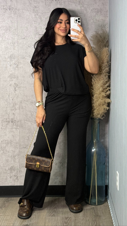 BLACK BASIC PANTS SET