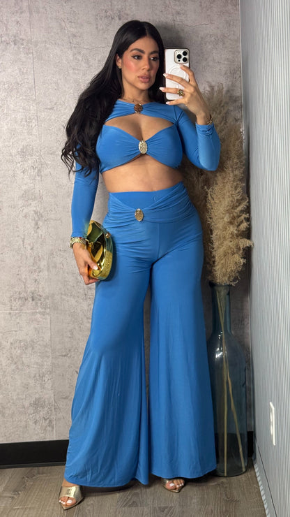 ROSLYN BLUE PANTS SET