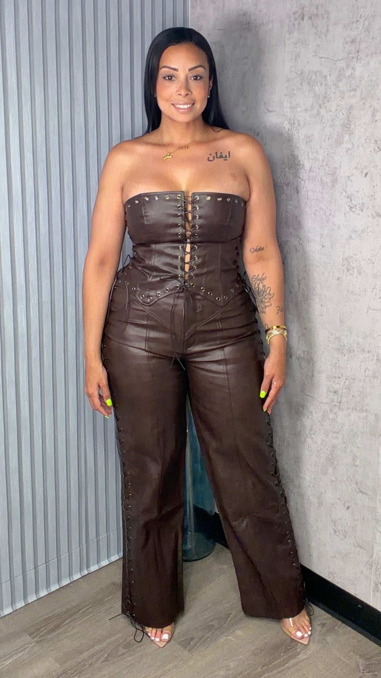 PAM BROWN LEATHER SET