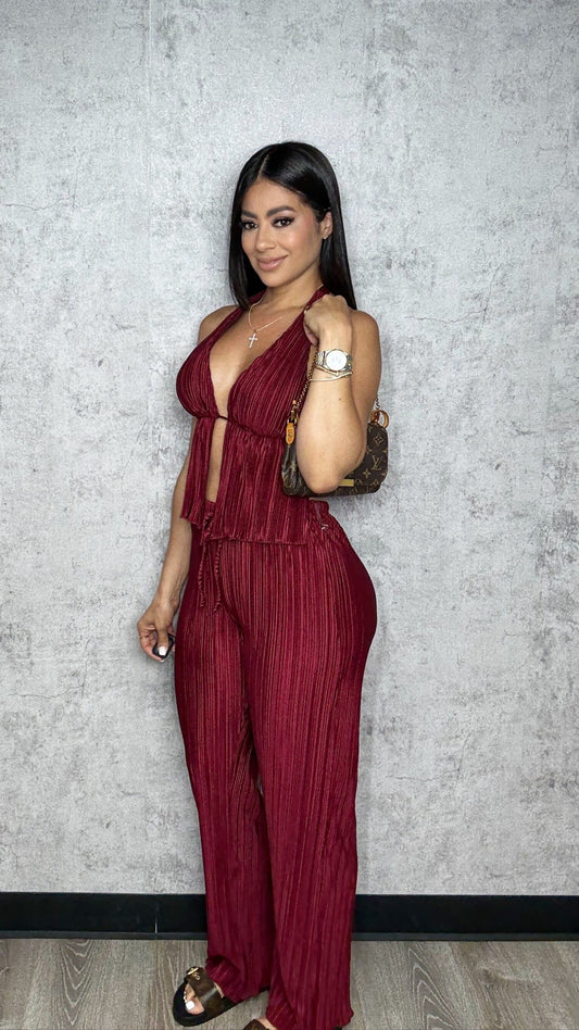 ANALIZ Burgundy Pants Set