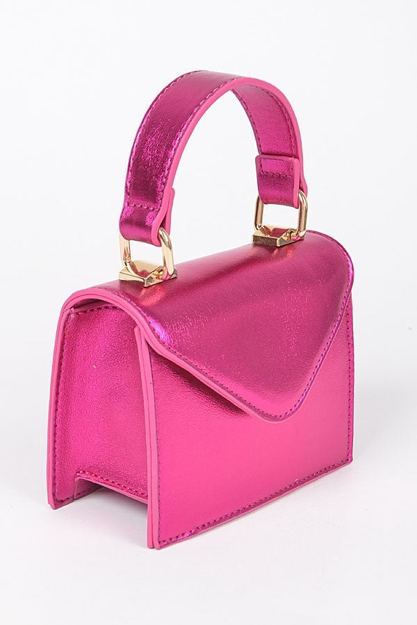 Metallic Mini Handle Crossbody Bag Pink