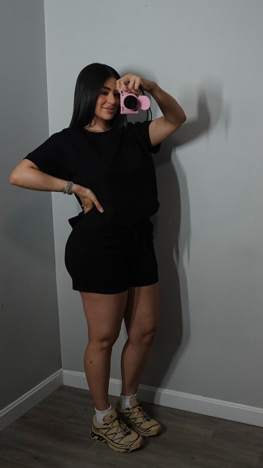 BLACK BASICX SHORT SET