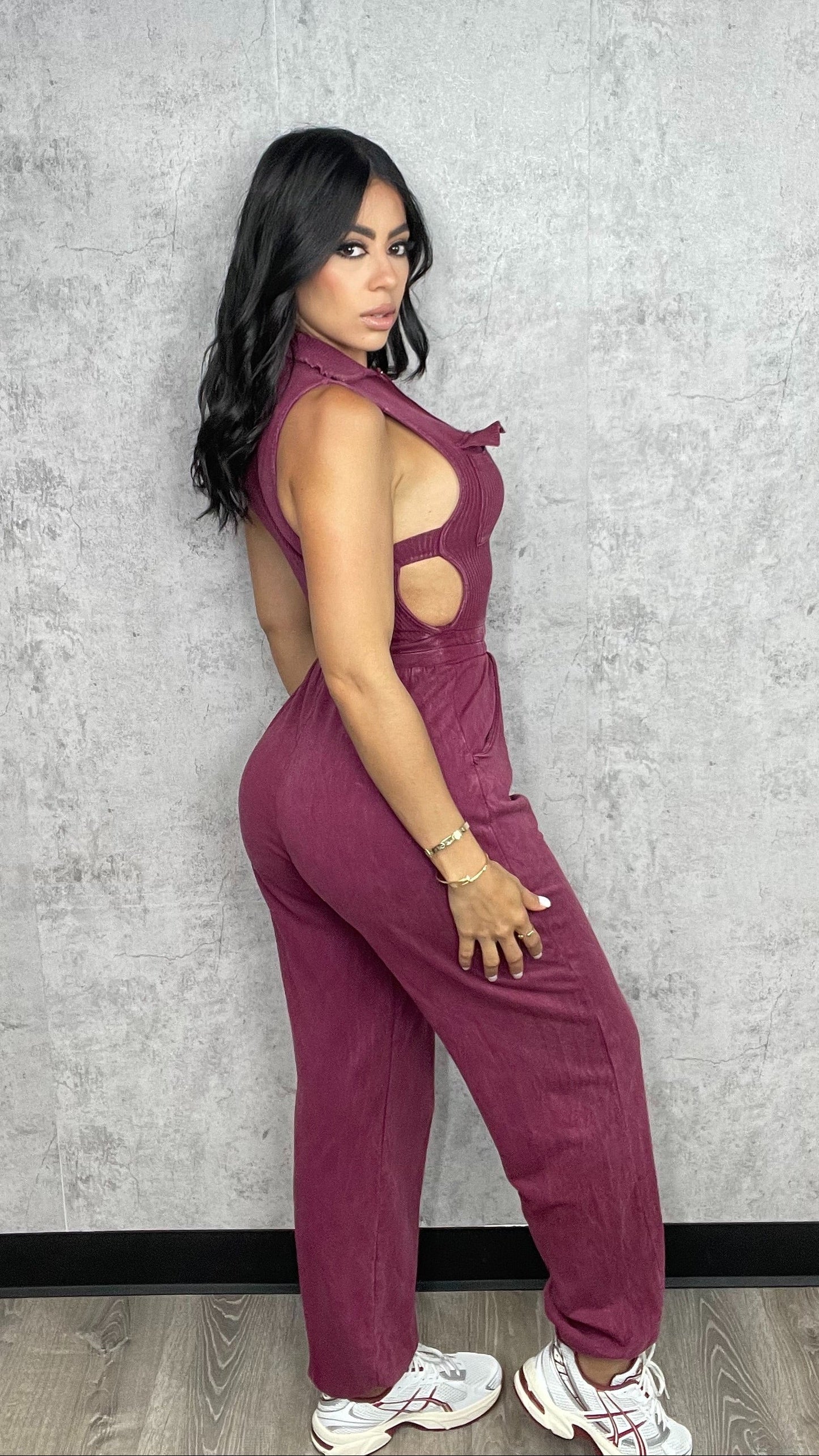 Mineral Jogger Jumpsuit Burgundy